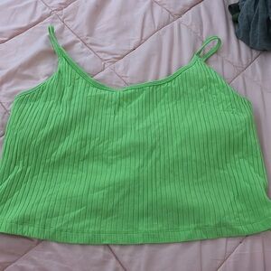 Green ribbed crop top